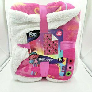 Trolls Dreamworks Super Soft Sherpa Blanket Throw 60in x 90in (152cm x 229cm)